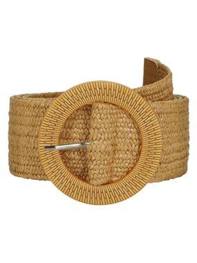 Womens Elastic Straw Belt Boho Woven Wide Waist Belt Beach Vacation Adjustable